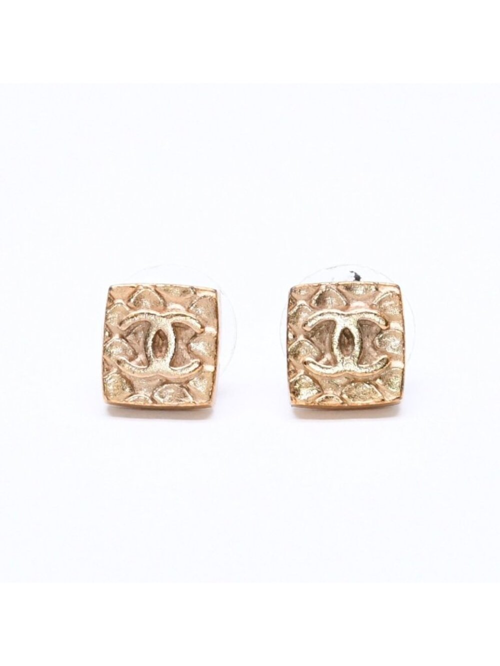 Chanel CC Logo Square Earrings 03 Metal Gold Plated